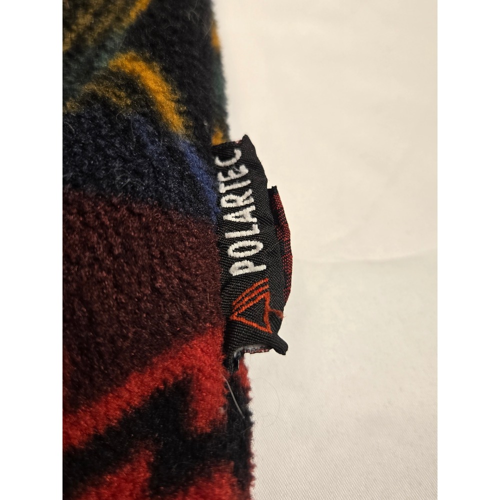 Polartec Fleece Pullover Mens XL Red Southwestern Geometric Excellent Snap Neck - Picture 3 of 7